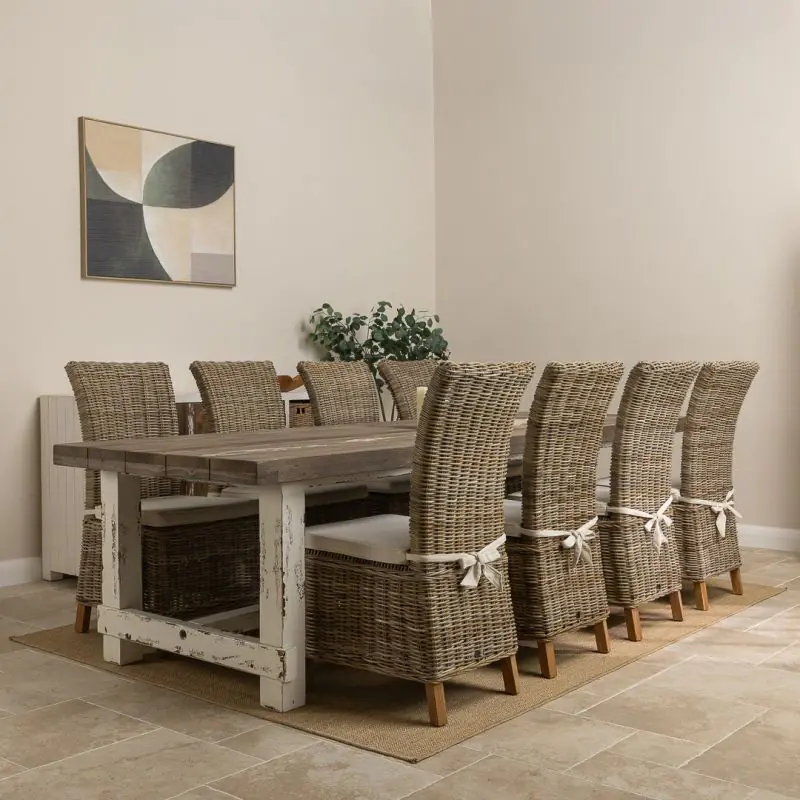 3m Coastal Dining Table with 8 Latifa Chairs