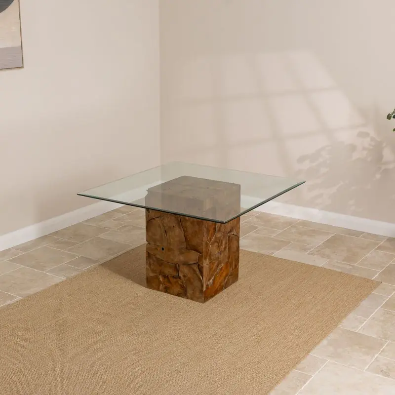 1.2m Reclaimed Teak Root Block Square Dining Table 1.2m Reclaimed Teak Root Block Square Dining Table