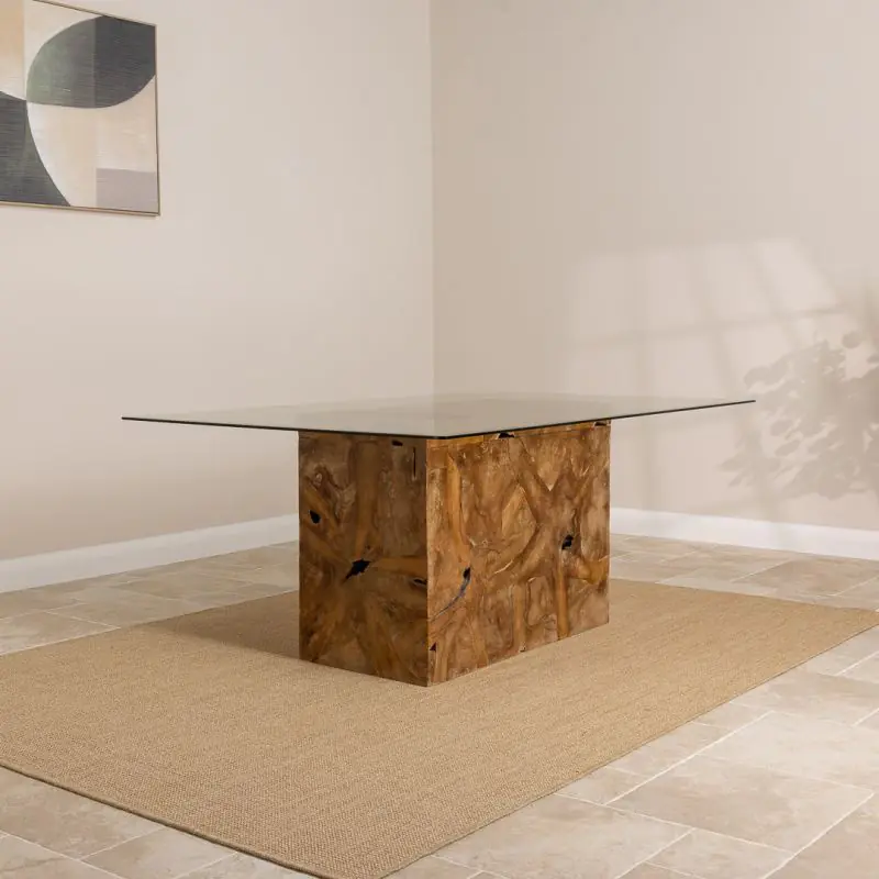 1.8m x 1.2m Reclaimed Teak Root Block Rectangular Dining Table 1.8m x 1.2m Reclaimed Teak Root Block Rectangular Dining Table