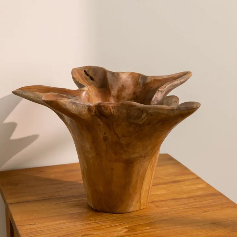 Reclaimed Teak Root Fluted Vase