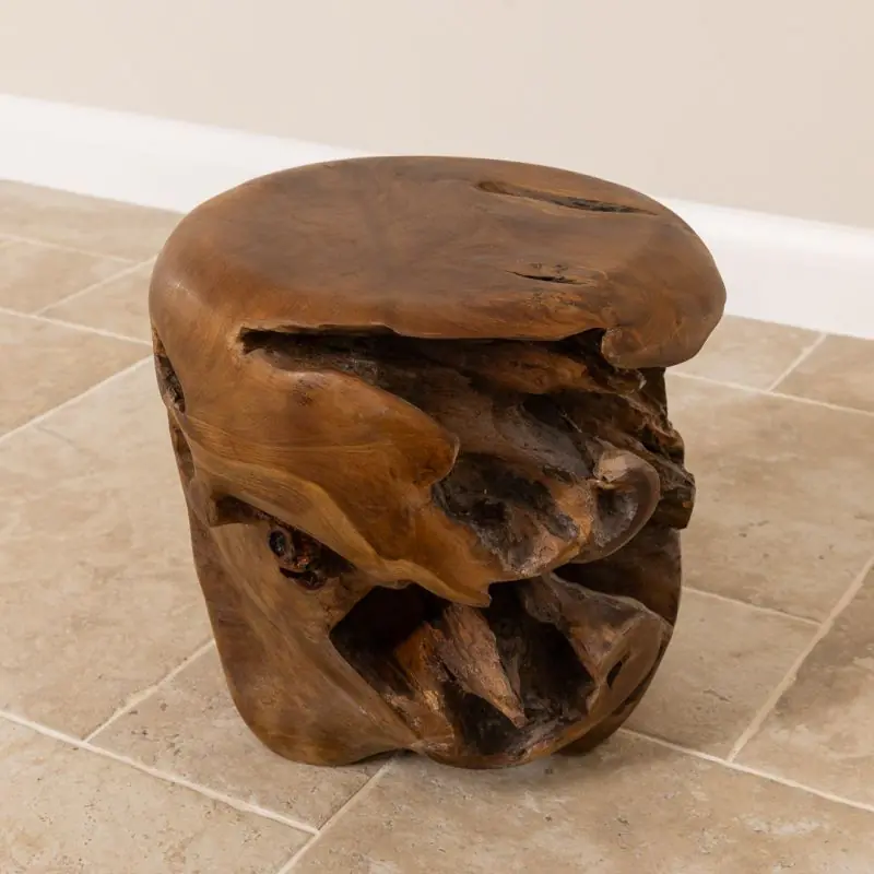 Teak Root Ball Stool / Display Stand - Circular