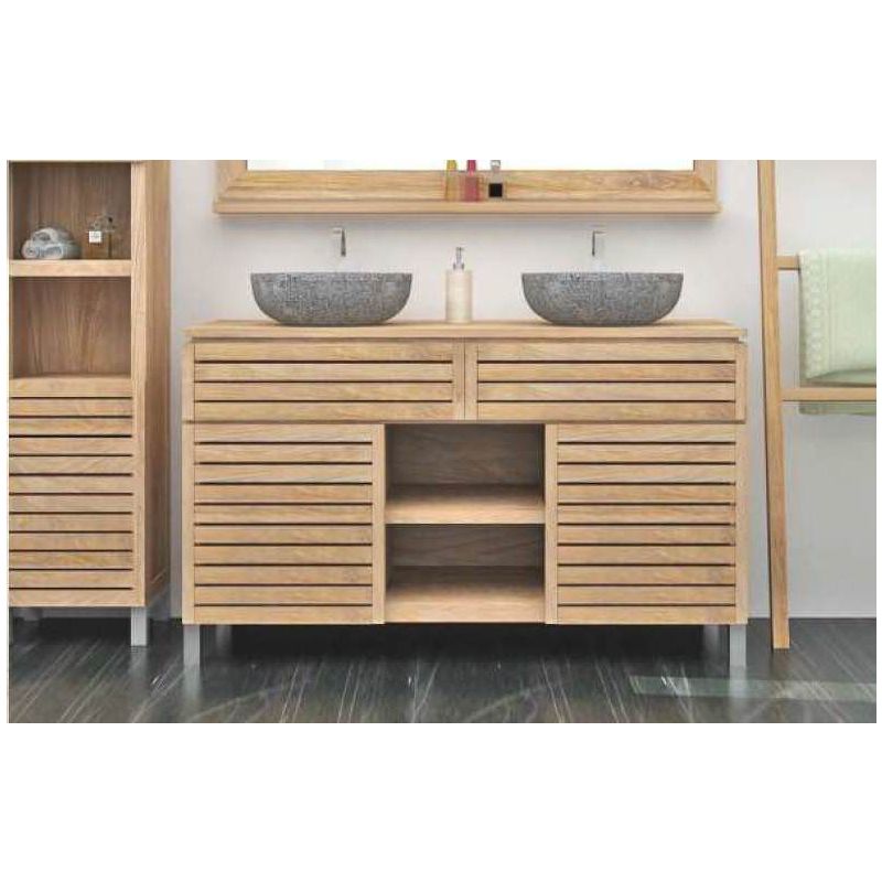 Diva Teak Large Washstand with Cupboards, Drawer and Shelves - 140cm X 80cm