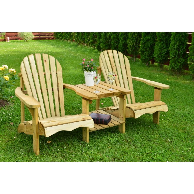 Swedish Redwood Double Adirondack Chair