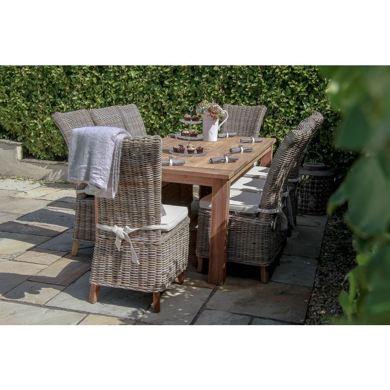 2m Reclaimed Teak Outdoor Open Slatted Table with 8 Latifa Chairs 