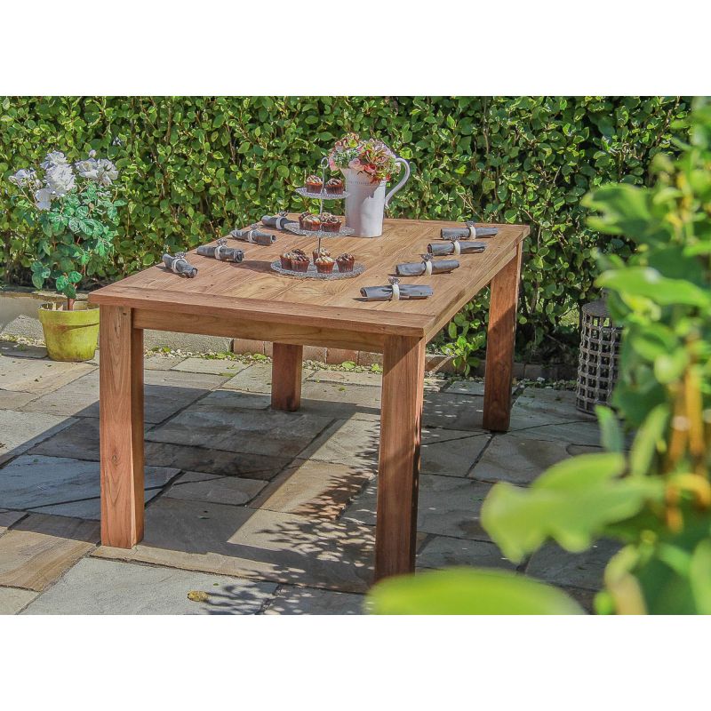 2m Reclaimed Teak Outdoor Open Slatted Table