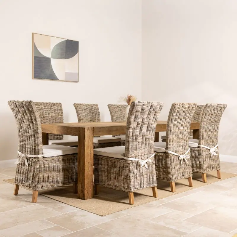 2.4m Reclaimed Elm Chunky Style Dining Table With 6 or 8 Latifa Dining Chairs 2.4m Reclaimed Elm Chunky Style Dining Table With 6 or 8 Latifa Dining Chairs