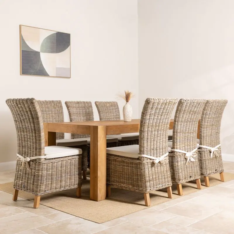 2m Reclaimed Elm Chunky Style Dining Table with 8 Latifa Chairs 2m Reclaimed Elm Chunky Style Dining Table with 8 Latifa Chairs