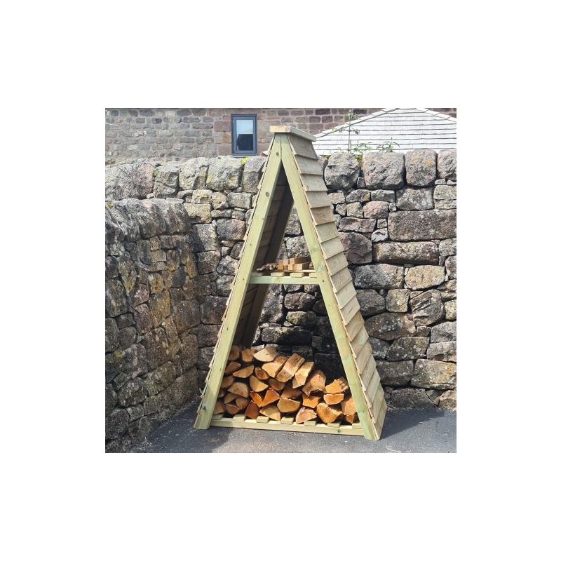Hustyns Triangle Log Store with Shelf - 2 Sizes