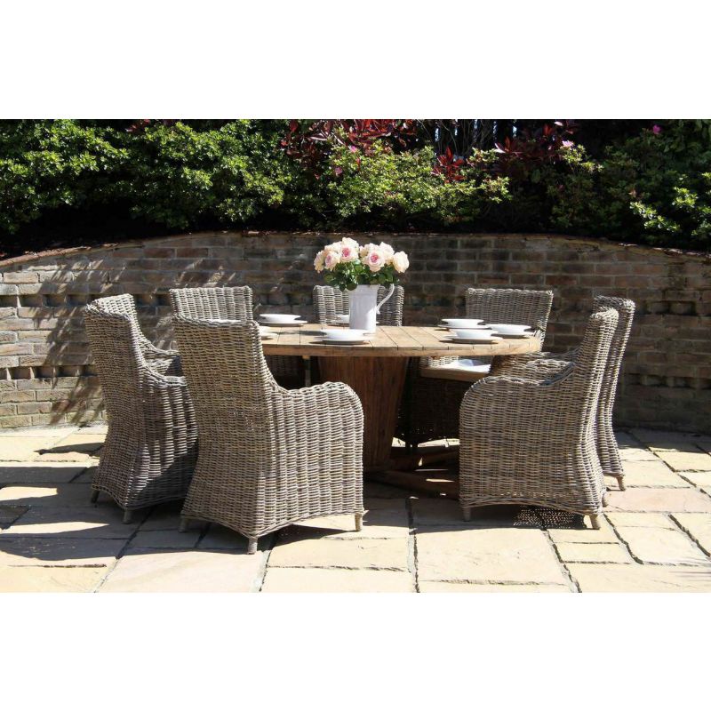 1.3m Reclaimed Teak Character Garden Table with 6 Donna Chairs