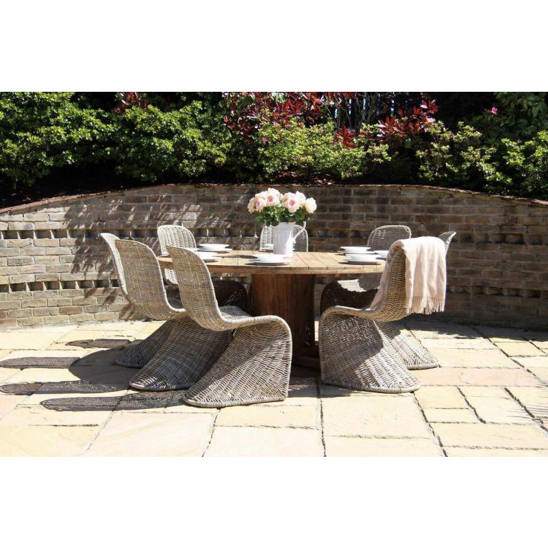 1.8m Reclaimed Teak Character Garden Table with 8 Stackable Zorro Chairs
