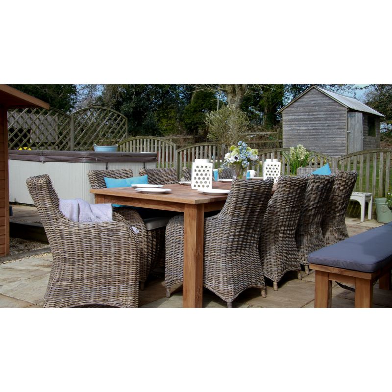 3m Reclaimed Teak Outdoor Open Slatted Table with 10 Donna Armchairs