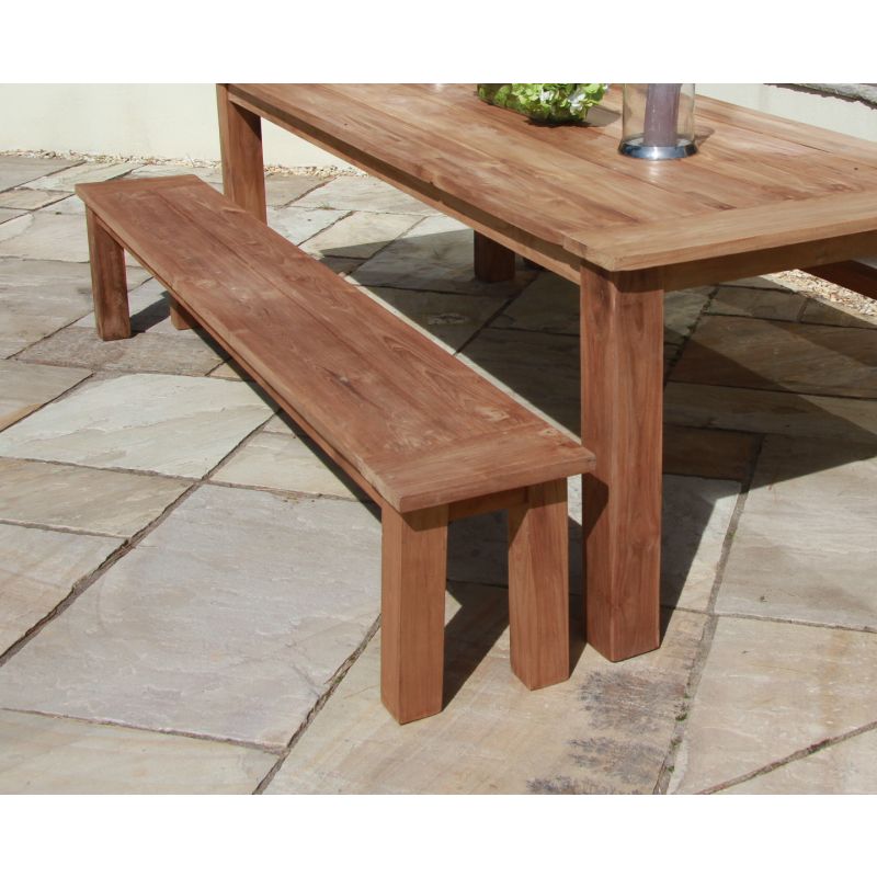 3m Reclaimed Teak Outdoor Open Slatted Backless Bench