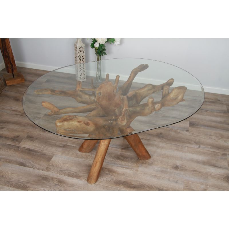 1.5m x 1.2m Reclaimed Teak Root Oval Dining Table