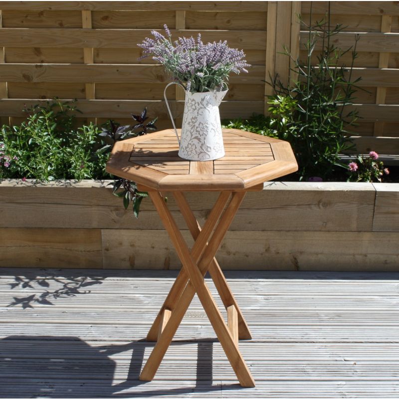 60cm Teak Octagonal Folding Table