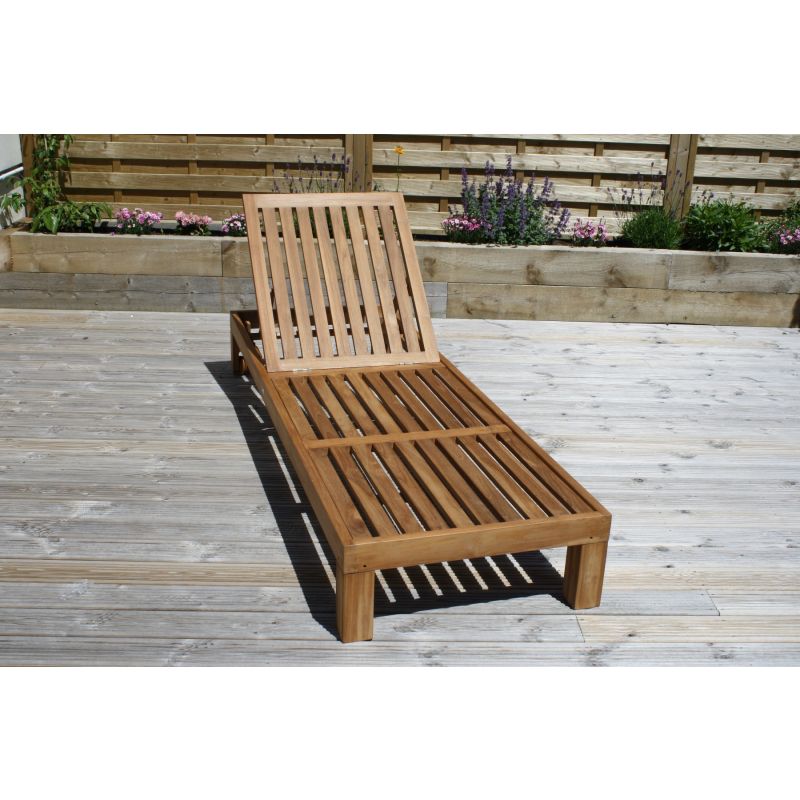 Single Havana Teak Sun Lounger 