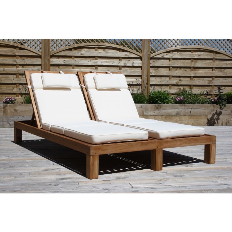 Double Havana Teak Sun Lounger 