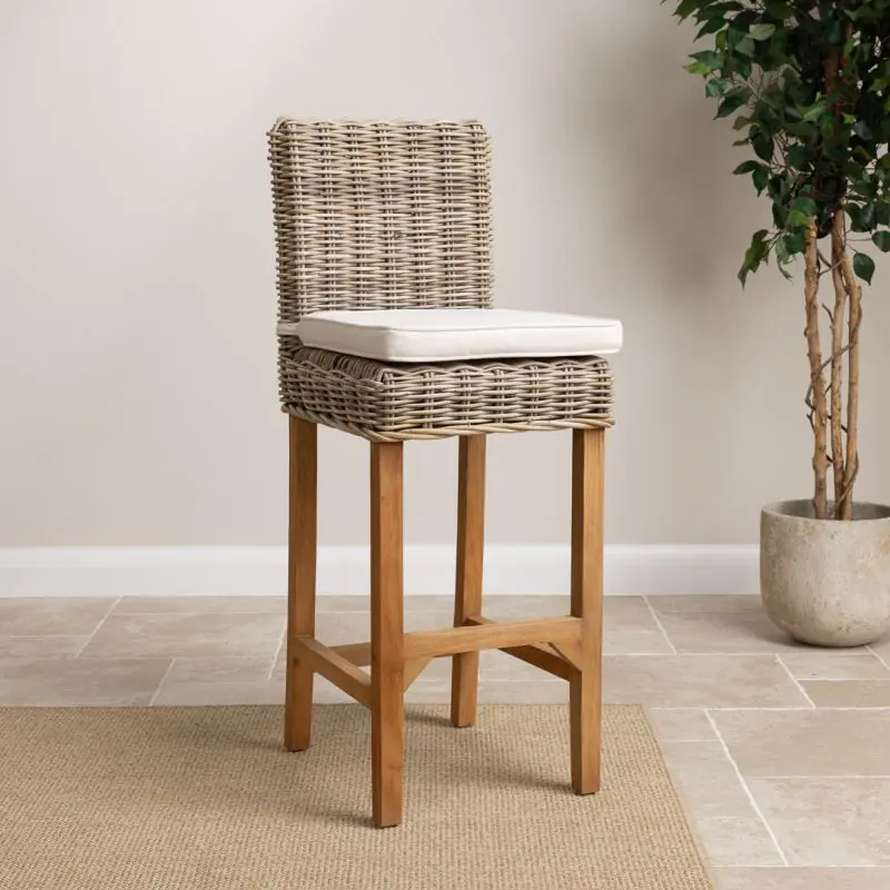 Kubu Grey Wicker Bar Stool