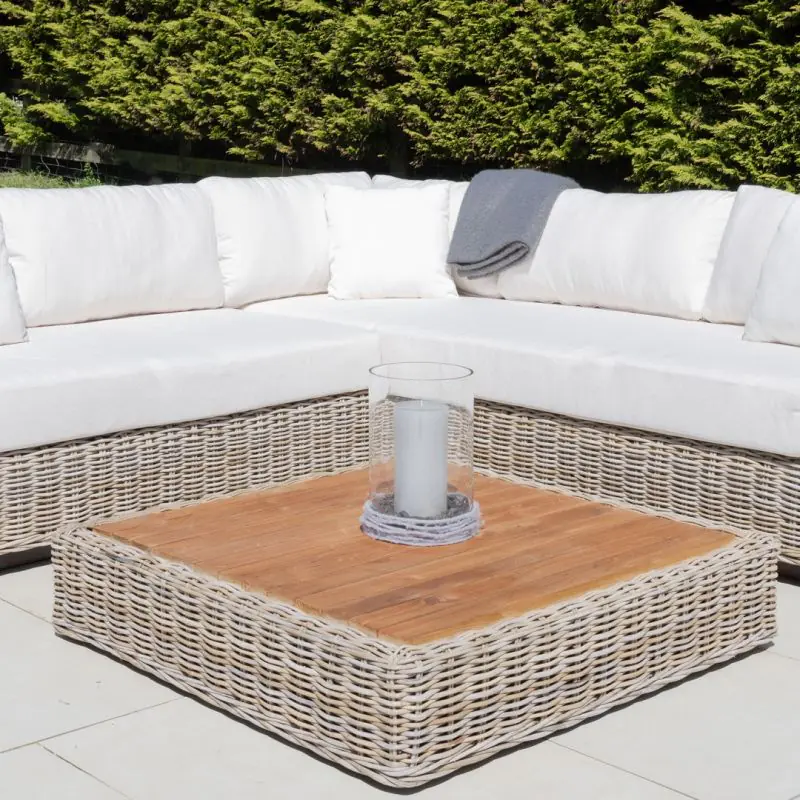 Zuri Natural Wicker and Teak Coffee Table