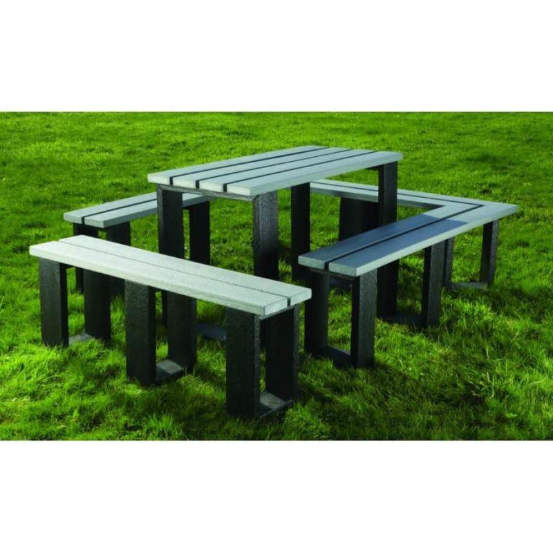 Recycled Plastic Modular Table and Bench Set 