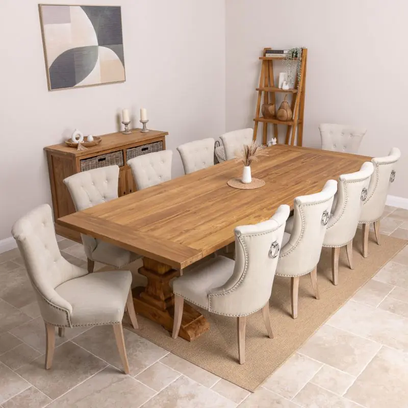 3m Reclaimed Teak Monastery Dining Table with 10 Windsor Ring Back Chairs 3m Reclaimed Teak Monastery Dining Table with 10 Windsor Ring Back Chairs