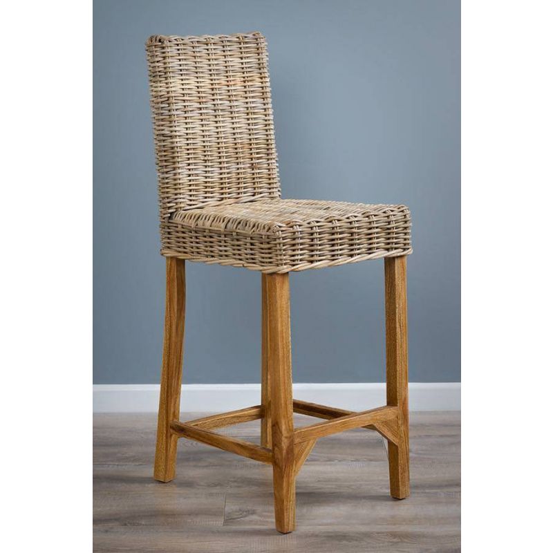 Kubu Grey Wicker Bar Stool