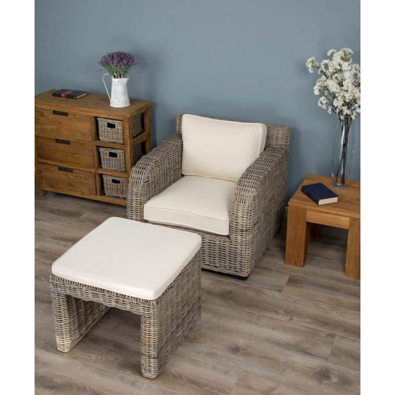 Manga Natural Wicker Sofa Chair with Zara Footstool