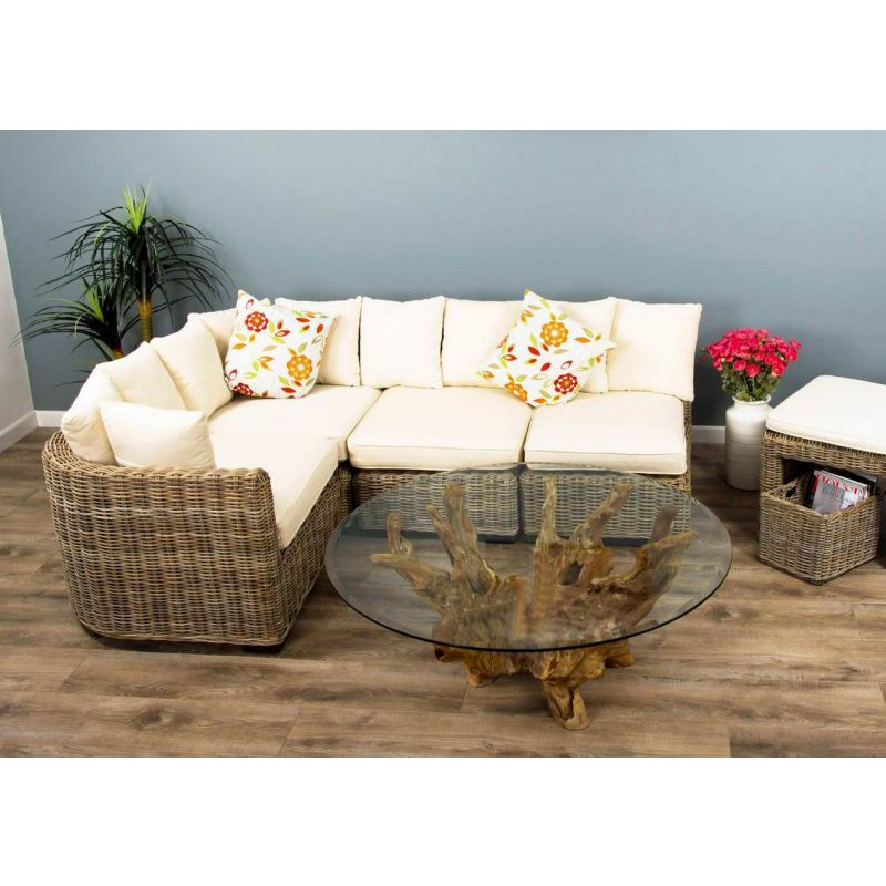 Puri Natural Wicker 4 Sectional Sofa