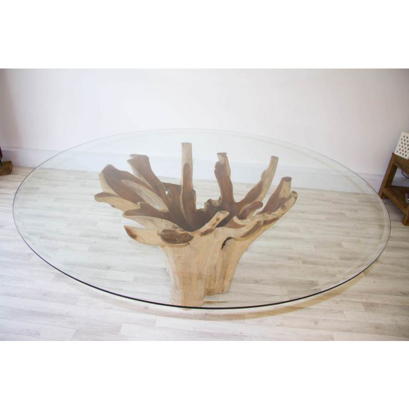 1.8m Reclaimed Teak Root Flute Circular Dining Table