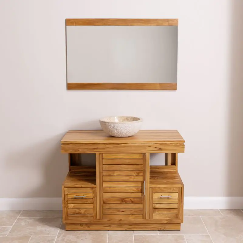 Oasis Teak Washstand with One Cupboard and Two Drawers - 105cm X 80cm