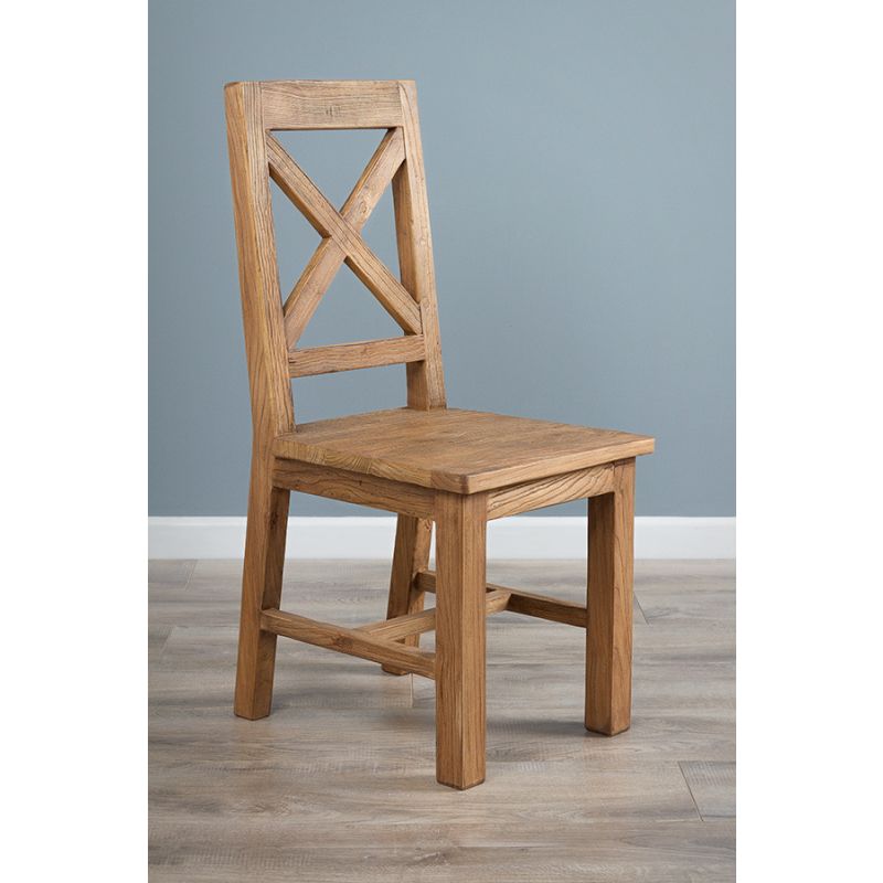 Reclaimed Elm Cross Back Dining Chair