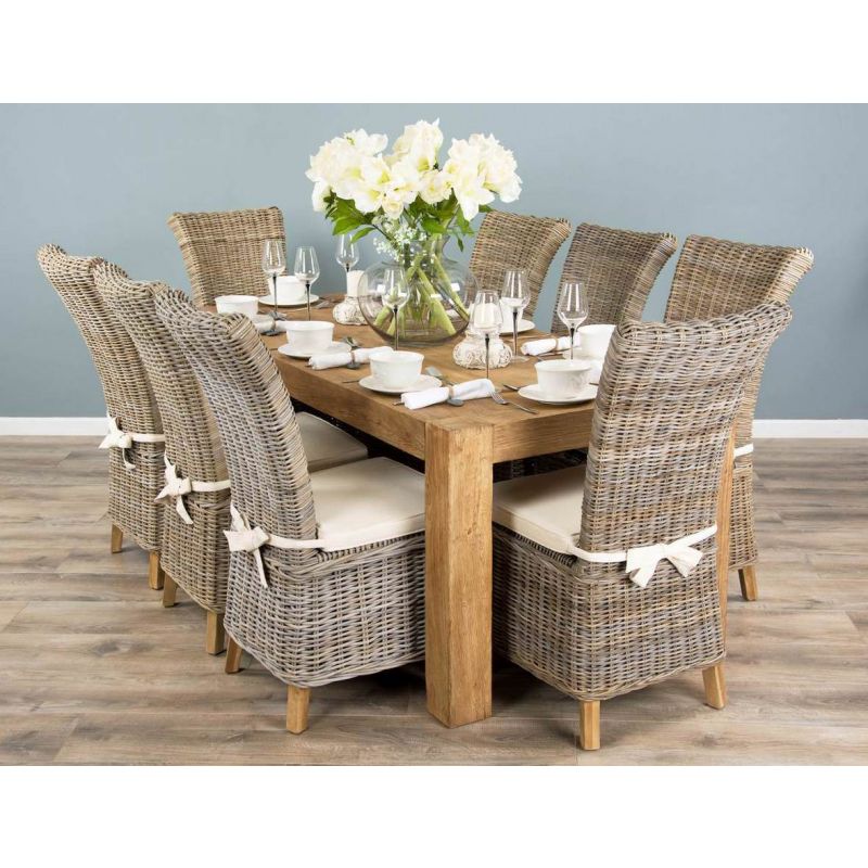 1.8m Reclaimed Elm Chunky Style Dining Table with 8 Latifa Chairs 