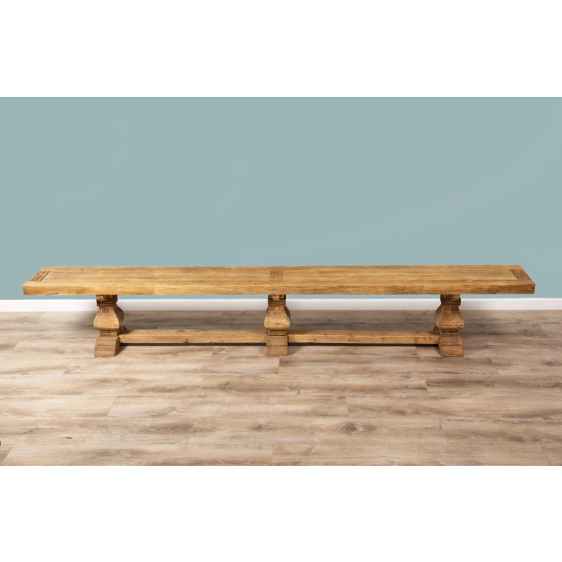 2.7m Reclaimed Elm Pedestal Dining Bench