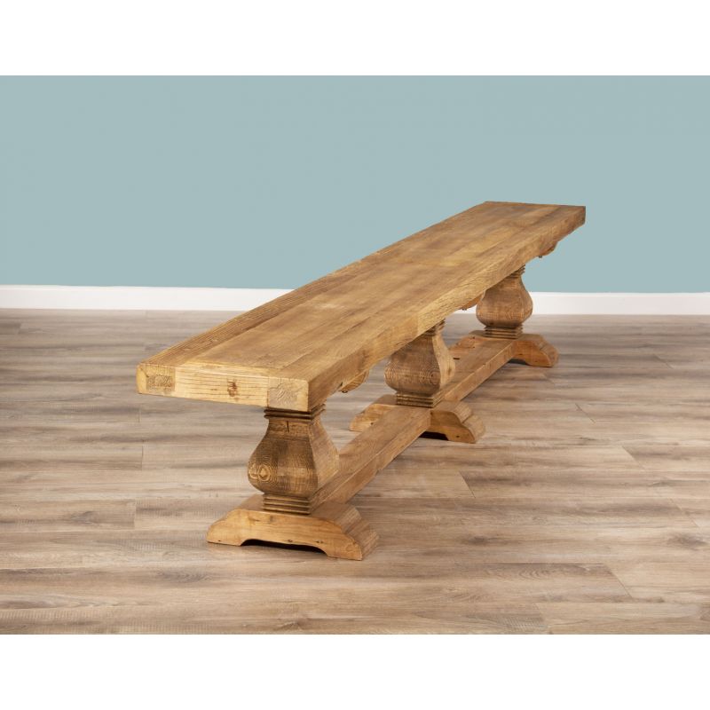 3m Reclaimed Elm Pedestal Dining Bench