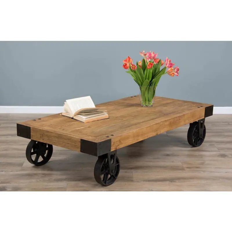 Reclaimed Elm Wheeled Coffee Table
