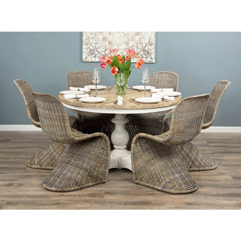 1.3m Country Pedestal Dining Table with 6 Stackable Zorro Chairs