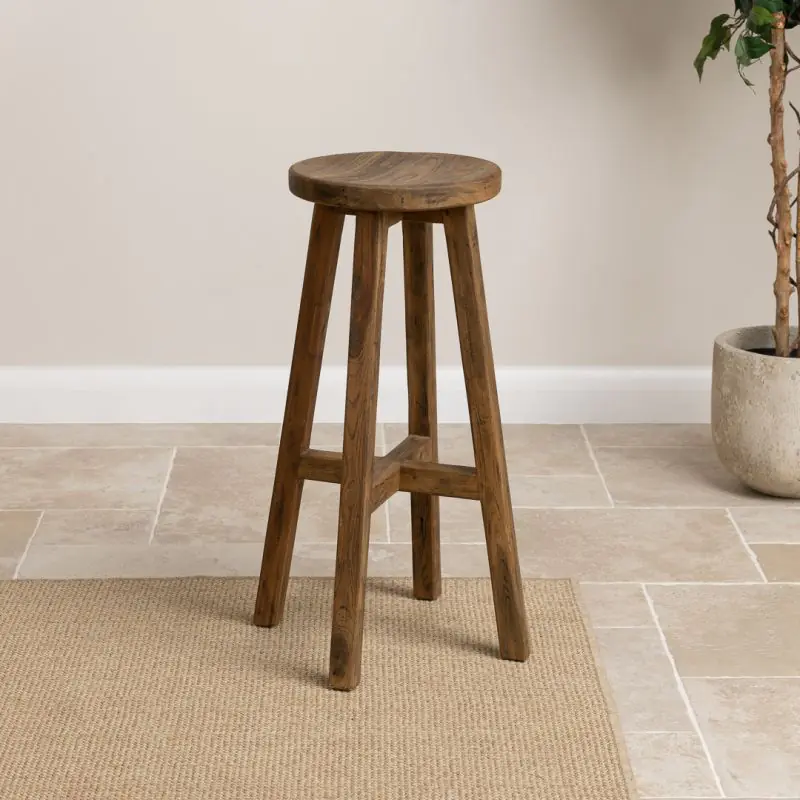 Reclaimed Teak Circular Barstool