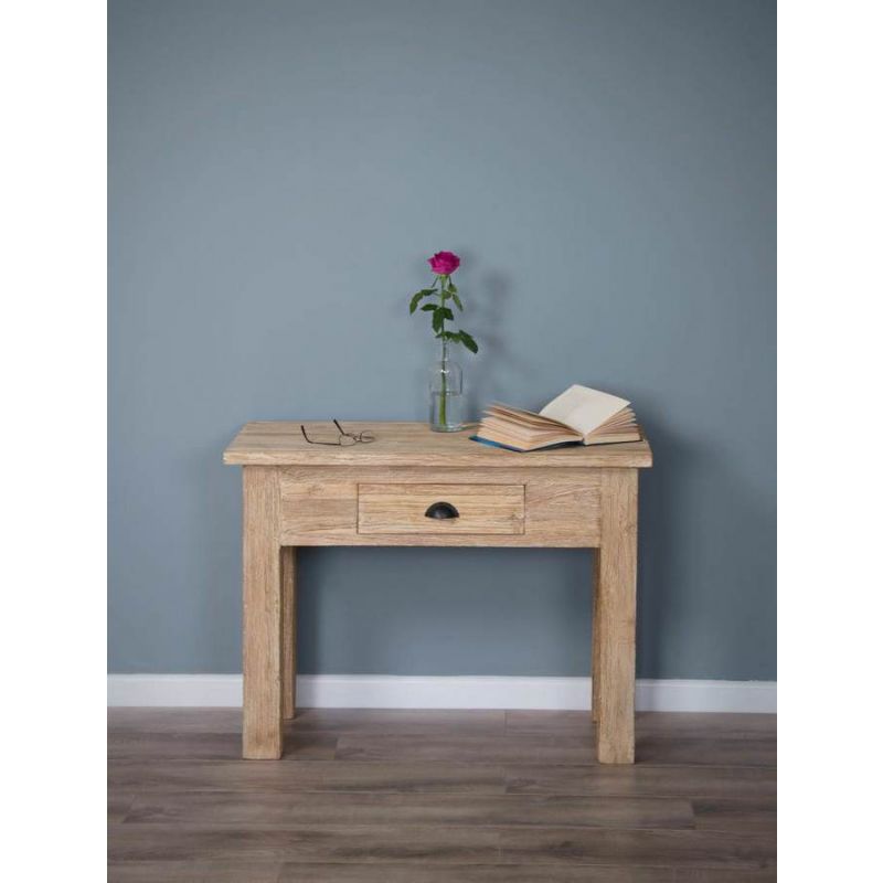 Reclaimed Teak Occasional/Hall Table White Wash Finish with Drawer