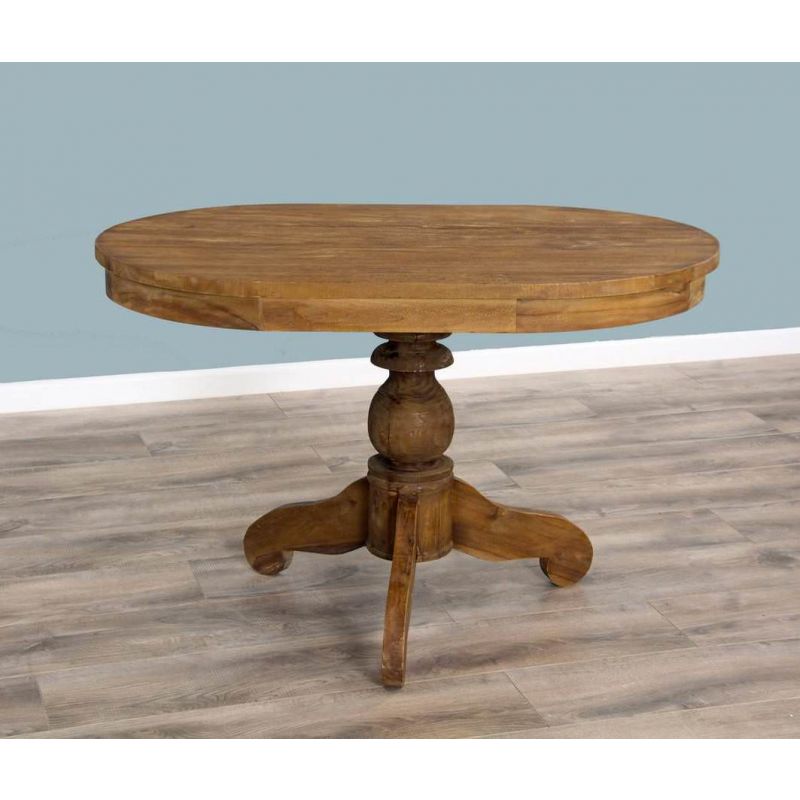 120cm x 80cm Reclaimed Teak Oval Pedestal Dining Table