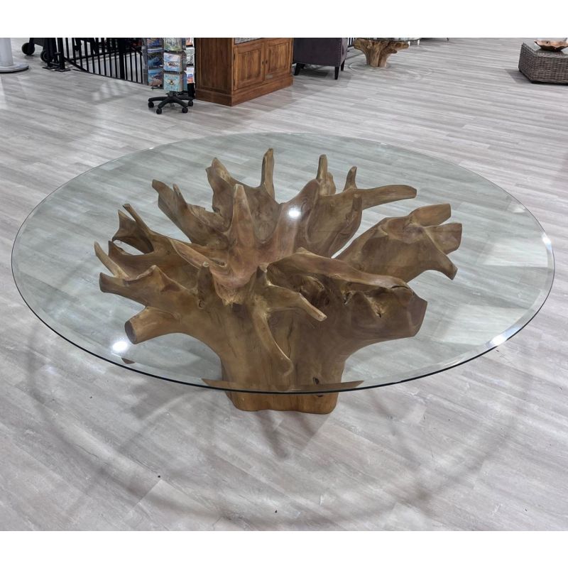 1.8m Reclaimed Teak Root Flute Circular Dining Table