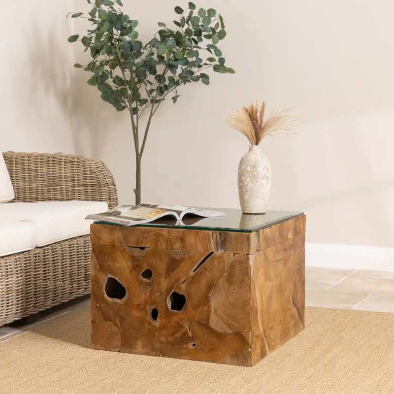 Reclaimed Teak Root Block Square Coffee/End Table - 2 Sizes Reclaimed Teak Root Block Square Coffee/End Table - 2 Sizes