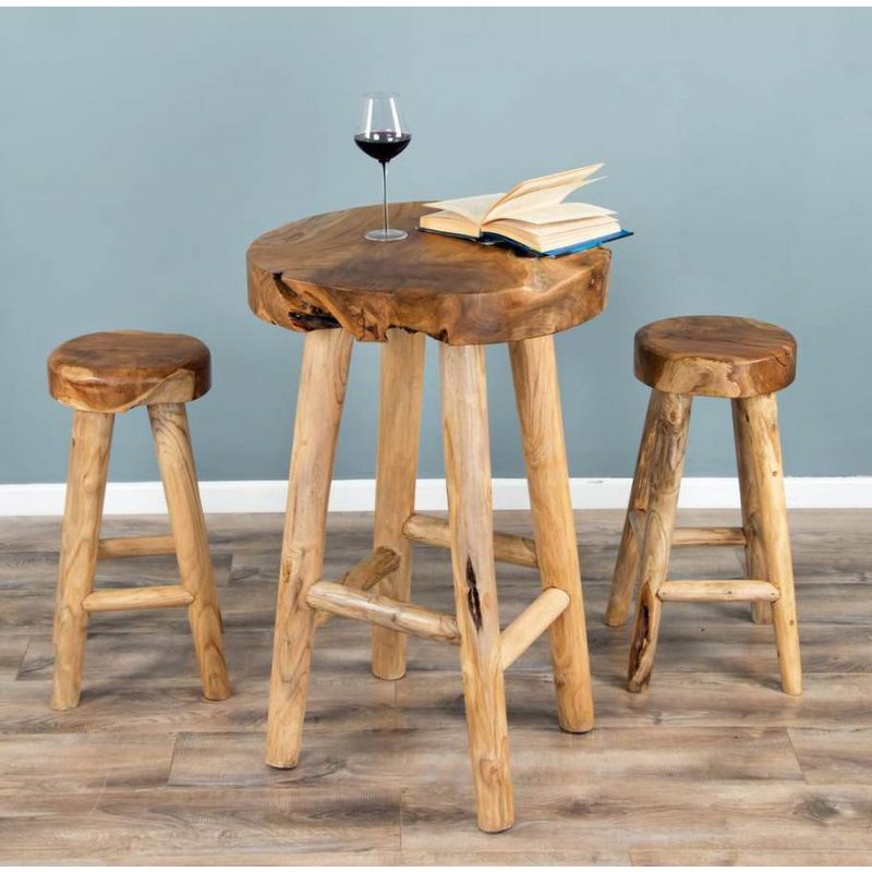 Alpine Chunky Teak Bar Table with 2 Bar Stools