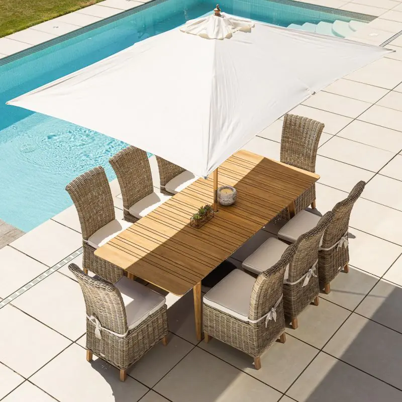 1m x 1.8m-2.3m Reclaimed Teak Extending Savannah Outdoor Dining Table With 6 or 8 Latifa Chairs 1m x 1.8m-2.3m Reclaimed Teak Extending Savannah Outdoor Dining Table With 6 or 8 Latifa Chairs