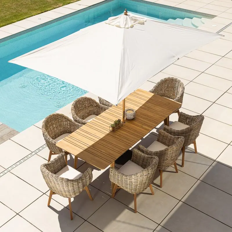 1m x 1.8m-2.3m Reclaimed Teak Extending Savannah Outdoor Dining Table With 6 or 8 Scandi Chairs 1m x 1.8m-2.3m Reclaimed Teak Extending Savannah Outdoor Dining Table With 6 or 8 Scandi Chairs