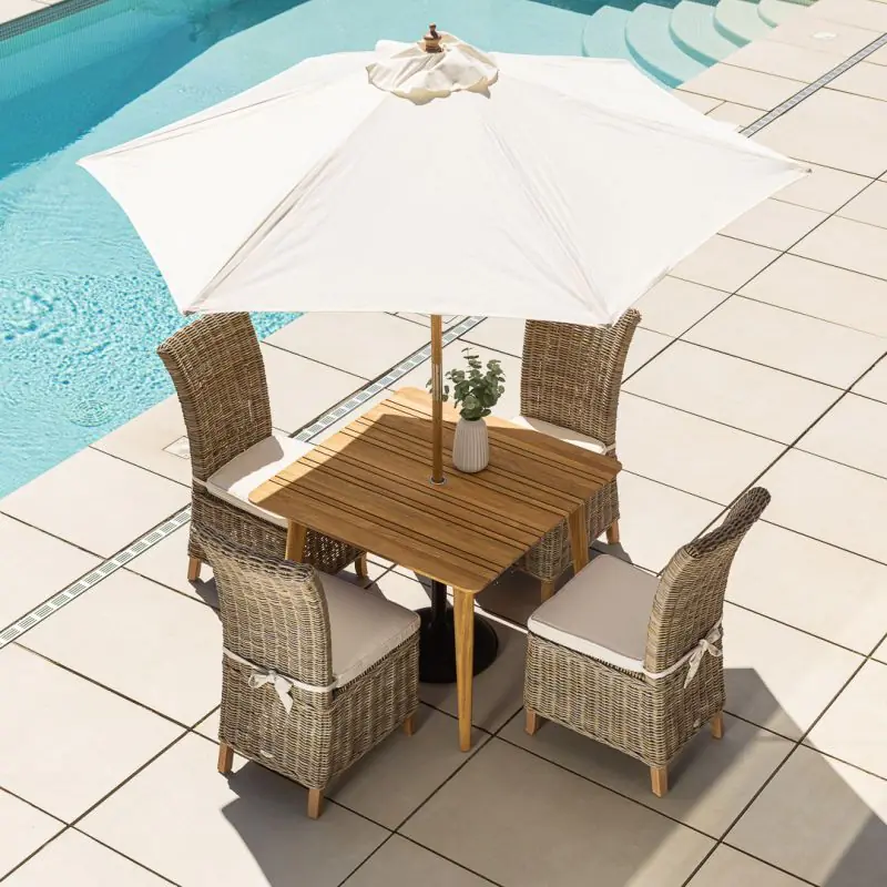 1m Reclaimed Teak Savannah Outdoor Dining Table with 4 Latifa Chairs 
