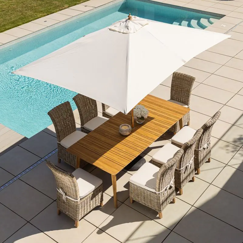 2.2m Reclaimed Teak Savannah Outdoor Dining Table With 8 Latifa Chairs