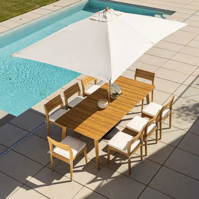 2.2m Reclaimed Teak Savannah Outdoor Dining Table With 8 Savannah Chairs