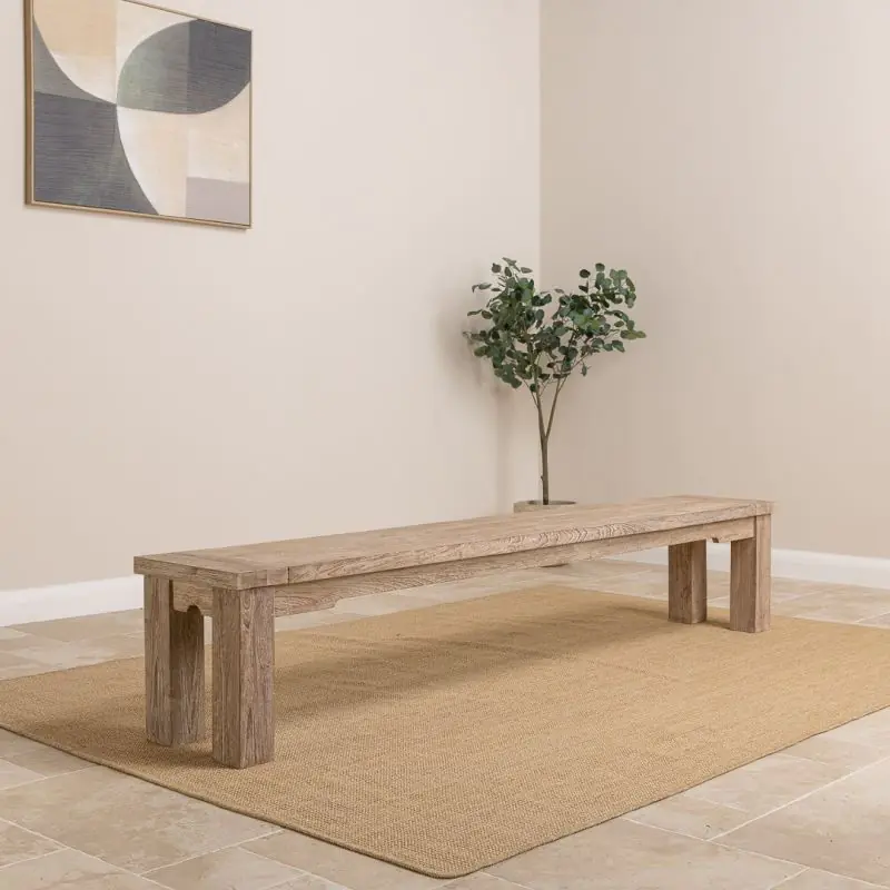 2.4m Reclaimed Teak Taplock Backless Dining Bench