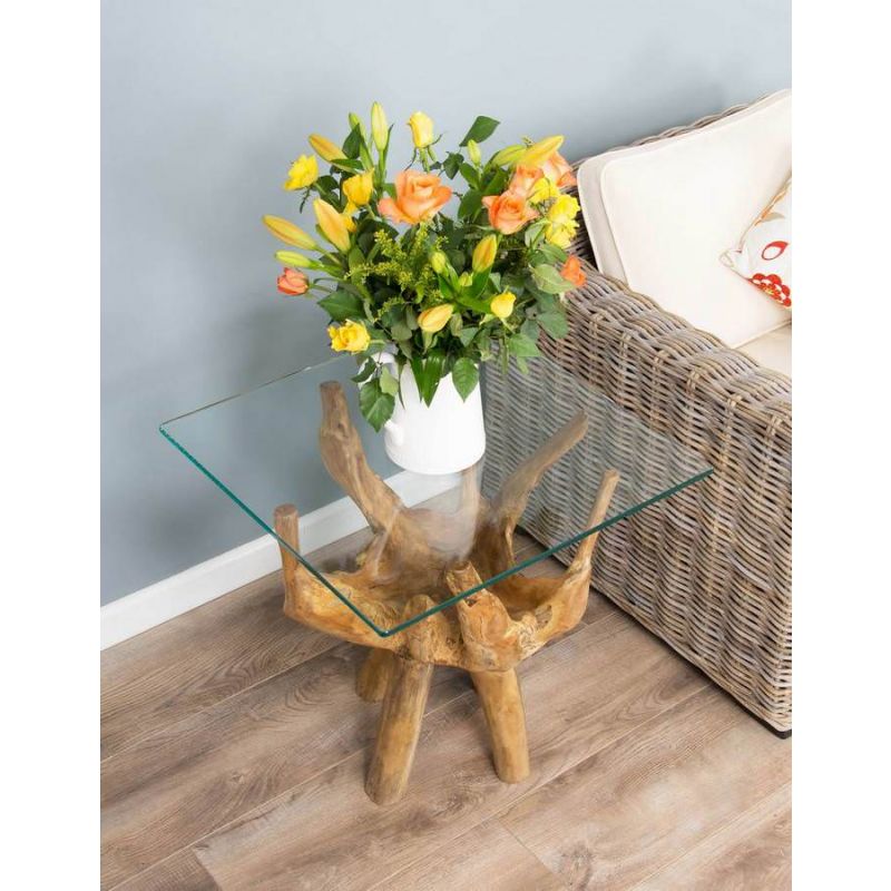 Reclaimed Teak Root Square Side Table