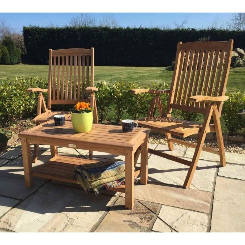 Two Harrogate Luxury Reclining Armchairs with Coffee Table