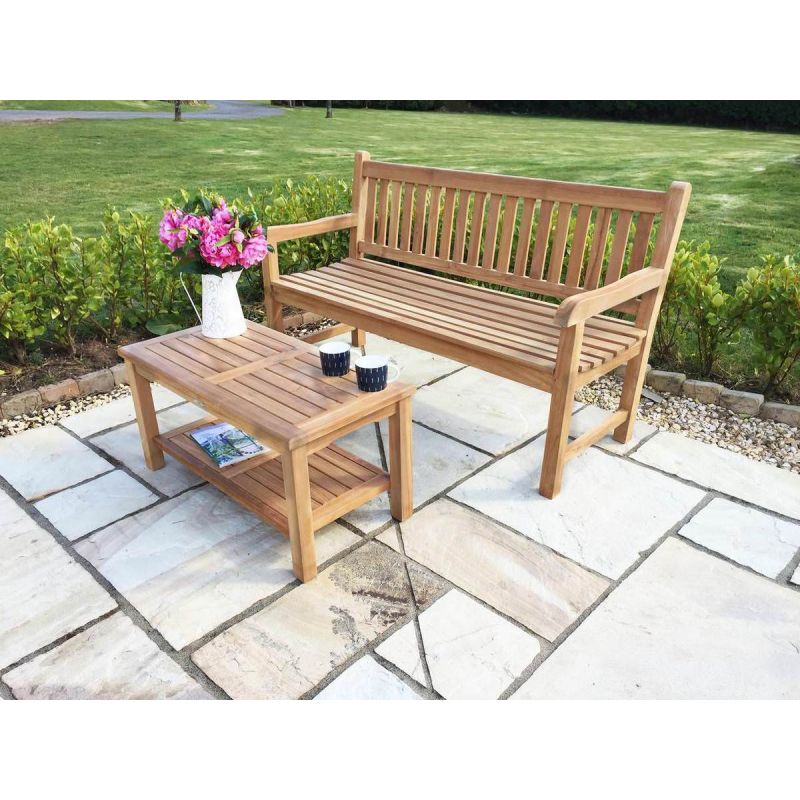 Richmond Teak Garden Bench & Teak Coffee Table Set